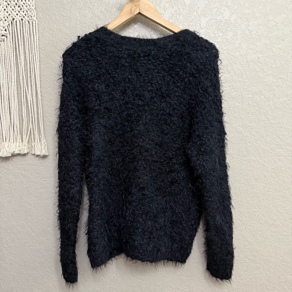 Moth by anthropologie women sz S black cardigan button down shaggy cozy - Picture 2 of 7